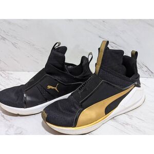 Puma Women's Black & Gold Slip-On Almond Toe Sneakers Shoe Size 7